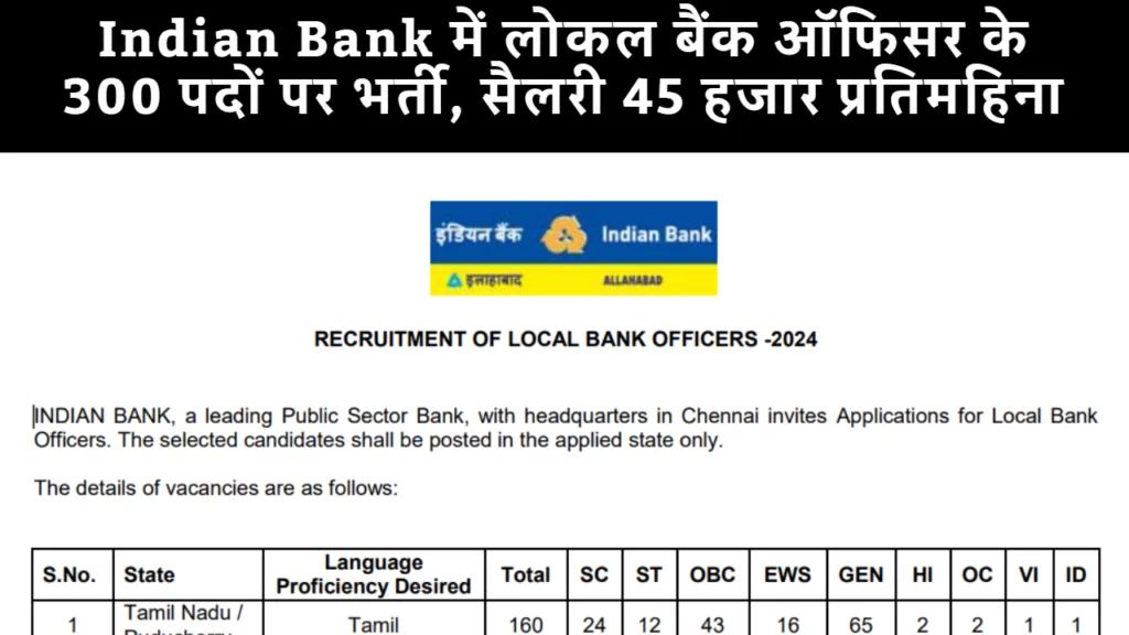 Indian Bank Local Bank Officer